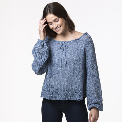 Haze Off-Shoulder Top - Knitting Pattern for Women in Tahki Yarns Ripple