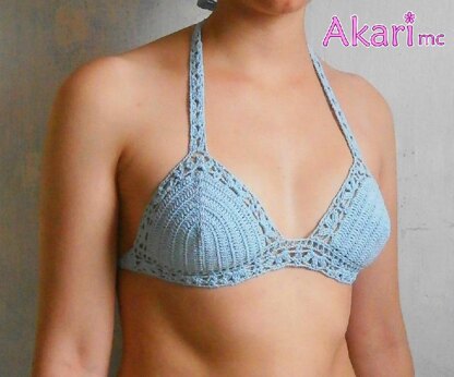 Triangle bikini top with lacy flowers _ M26