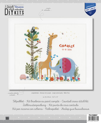 Vervaco Counted Cross Stitch Kit Jungle Animal Party Cross Stitch Kit