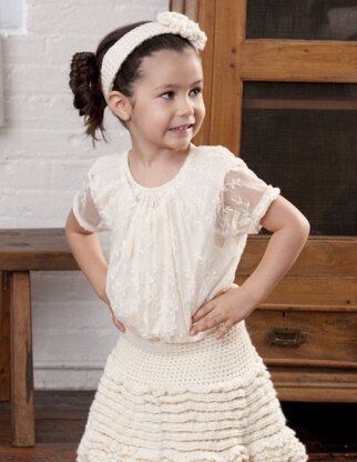 Too Cute Skirt and Flower Headband in Red Heart Shimmer Solids - LW2648