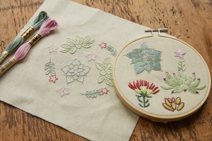 DMC Mindful Making: The Serene Succulents Printed Embroidery Kit 