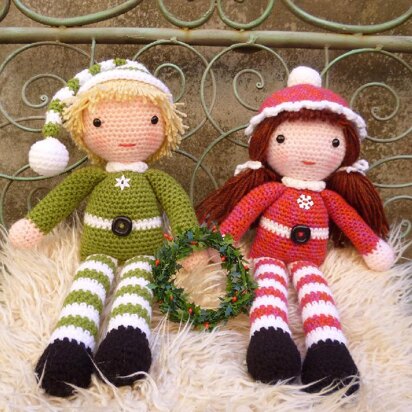 Beau and Belle Christmas Winter Dolls, Amigurumi Crochet Pattern