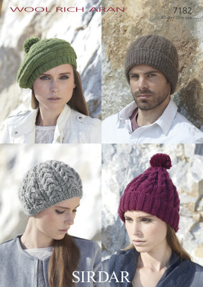Hats and Berets in Sirdar Wool Rich Aran - 7182