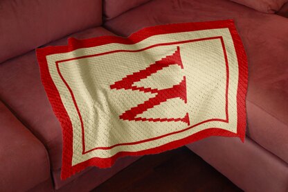 Letter W Blanket Baby Shower Stroller C2C Diagonal Crochet Pattern 70x90 Squares