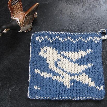 Double Knit Bird Dishcloth HotPad Lessons - knitting pattern