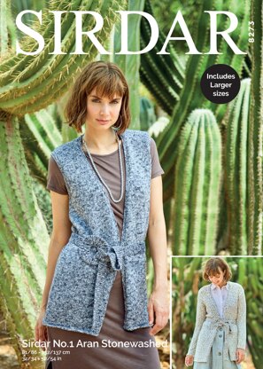 Cardigan and Waistcoat in Sirdar No.1 Aran Stonewash - 8273 - Downloadable PDF