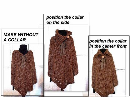 735 cowl neck poncho, cape, shawl, all adult sizes