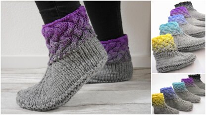 Knitting Pattern - Slippers "Braidies" - Size 33-48 (US 2-14) No.180E