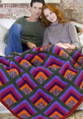 Rich Mitered Crochet Throw in Red Heart Super Saver Economy Solids - LW1743