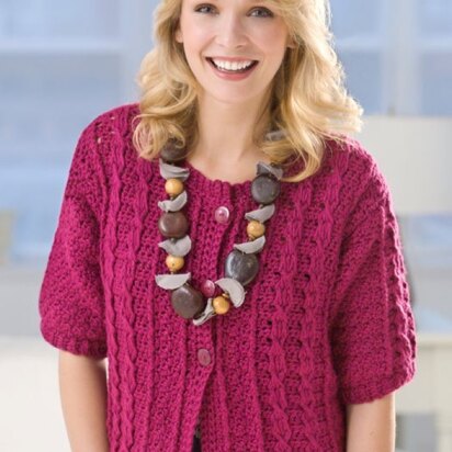 Crochet Cable Cardi in Red Heart Soft Solids - LW2440
