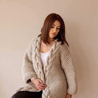 Cabled Knit Cardigan Knitting Pattern, Chunky Cardigan Knitting Pattern, Oversized Knit Cardigan PATTERN, Women's Cardigan Pattern
