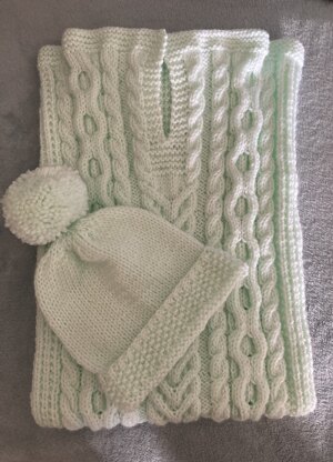 Mint Baby Cocoon and Hat