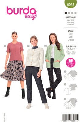 Burda Style Misses' Cardigan with Rounded Neckline B6053 - Paper Pattern, Size 8-22 (34-48)