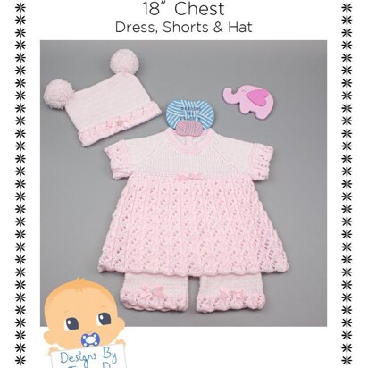 Zara baby dress, shorts and hat knitting pattern