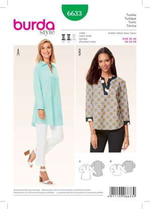 Burda Women's Tunic Sewing Pattern B6633 - Paper Pattern, Size 10-20