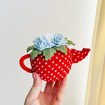 Crochet flower teapot, amigurumi teapot