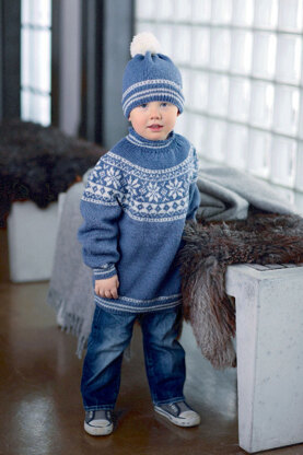 Kinderpullover mit Rundpasse und Mütze in Schachenmayr Merino Extrafine 120 - S7039 - Downloadable PDF