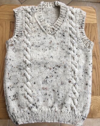 Aran cable vest for Theo