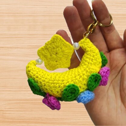 Amigurumi Moon and Star Keychain Crochet Pattern + Video Tutorial (PDF)