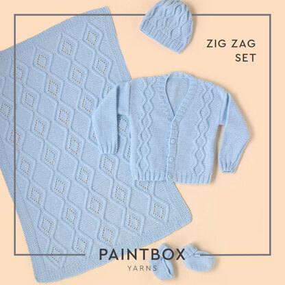 Zick-Zack-Set Baby Erstausstattung - Kostenlose Strickanleitung für Paintbox Yarns Baby DK