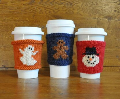 Coffee Cozies  Ghost-Gingerbread-Snowman Set