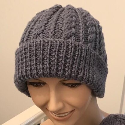 Easy Cable Beanie Hat Ladies Mens Unisex