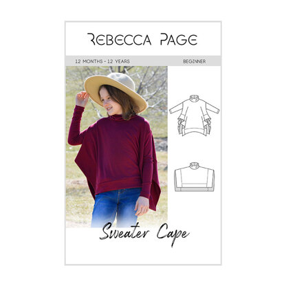 Rebecca Page Children's Sweater Cape Sewing Pattern - Downloadable PDF