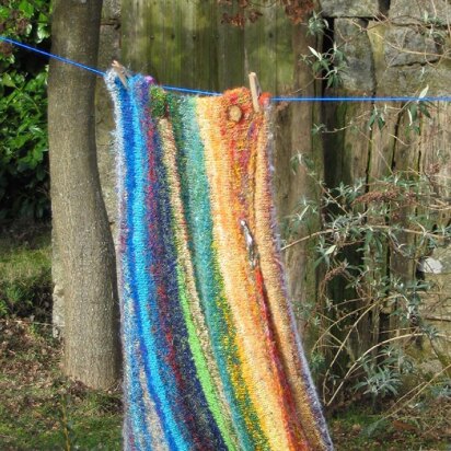 Recycled sari silk wraparound skirt with vertical stripes