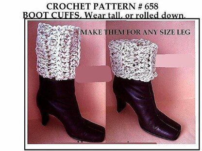 658 CROCHET Boot cuffs, tall or rolled down