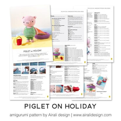 Amigurumi piglet on holiday