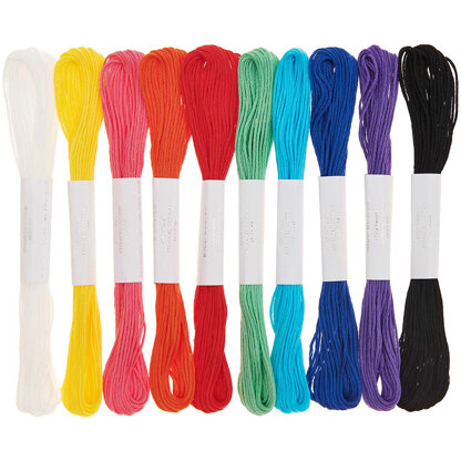 Baumwollsticktwist-Set „Regenbogen“, 10 Stück, 100 % Baumwolle, 6-fädig, 10 verschiedene Farben