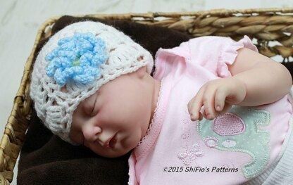 Baby Flowery Beanie in 4 sizes USA Crochet Pattern