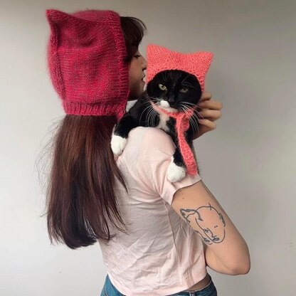 Cat hat for cat with kitty ears