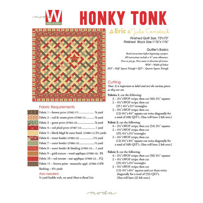 Moda Fabrics Honky Tonk Quilt - Downloadable PDF