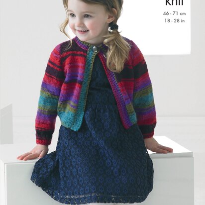 Girls Cardigans in King Cole Big Value Baby DK Or Flash DK - 4216 - Downloadable PDF