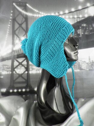 Bobble Garter Stitch Trapper Slouch Hat