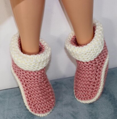 Ladies 2 Colour Super Chunky Slipper Boots