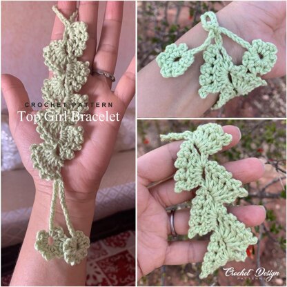 Top Girl Bracelet Crochet Pdf Pattern - Boho Cuff