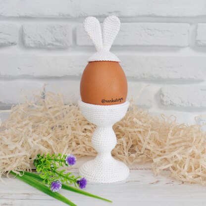 Easter egg stand on a leg Ceramic rabbit