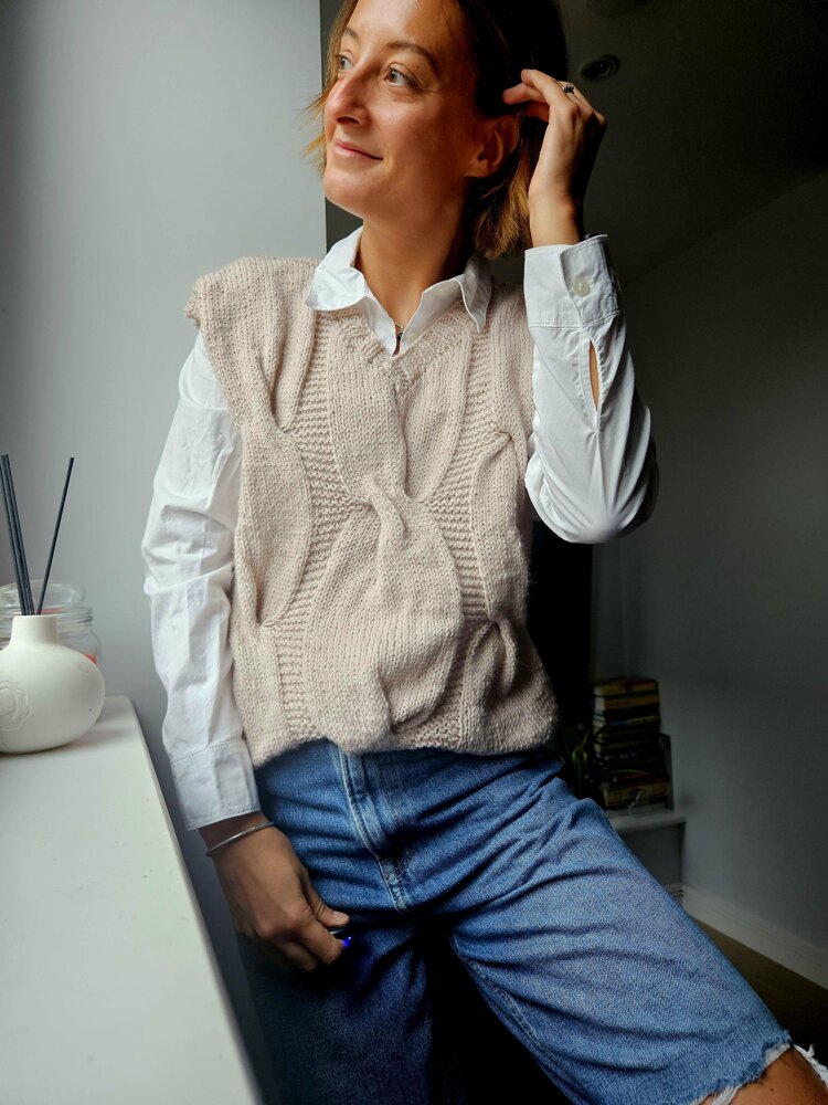 Cable v neck sweater vest | LoveCrafts