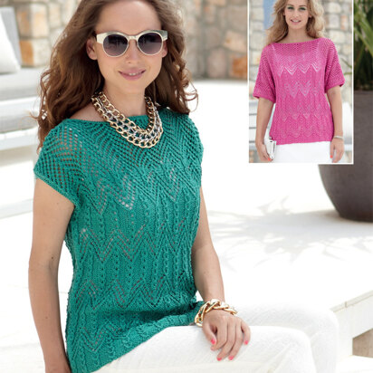 Women's Square and T-Shaped Tops in Sirdar Cotton DK - 7079 - Downloadable PDF