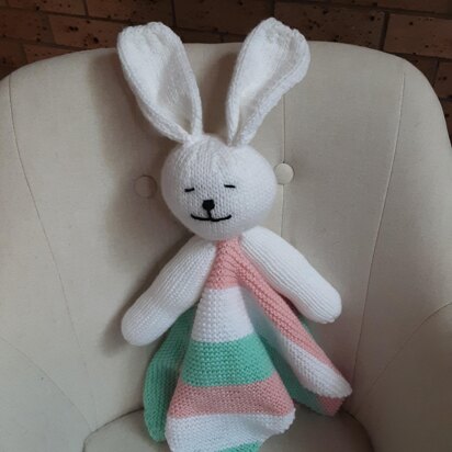 Bunny Lovey Baby Blanket Knitting Pattern