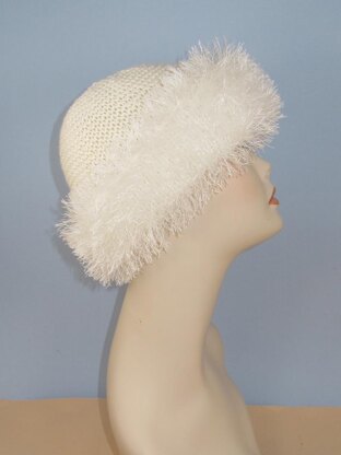 Faux Fur Trim Garter Stitch Beanie Hat