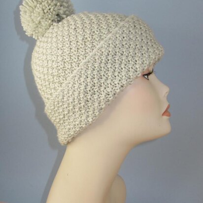 Chunky Unisex Big Bobble Double Moss Stitch Beanie Hat