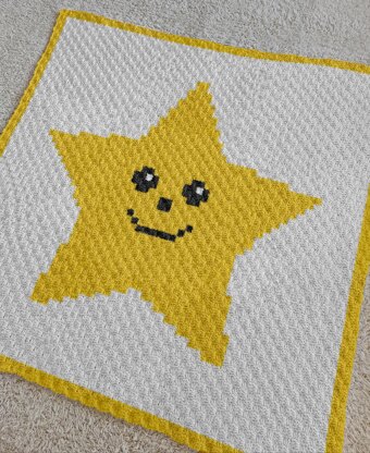 C2C Yellow Funny Star Blanket 3 yarn options included Crochet Pattern