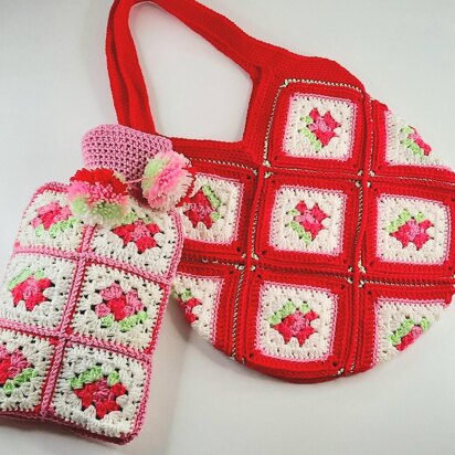 Rose Mitts, Cowl & Hot water bottle cover