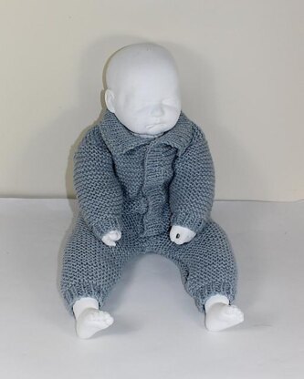 Baby Aran Simple Garter Stitch  Collar Onesie