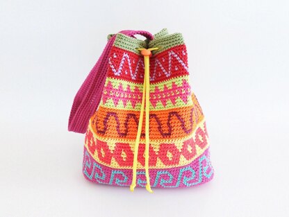 Color block drawstring bag