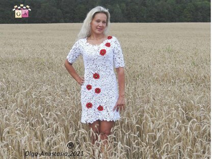 Lace dress with poppies