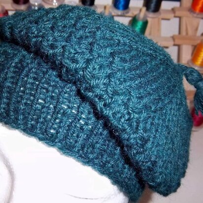 Purl Twist Knot Slouchy Hat - knitting pattern